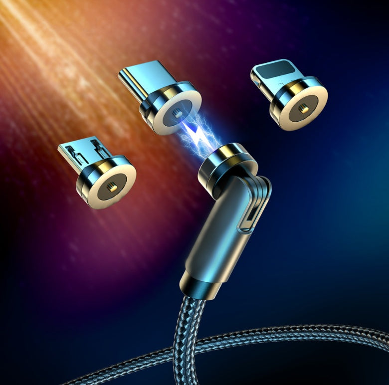 "Essager roterande magnetkabel 360° USB Typ-C laddningskabel – Snabbladdning, magnetisk laddare med 540° rotation, Micro-magnetkabel.