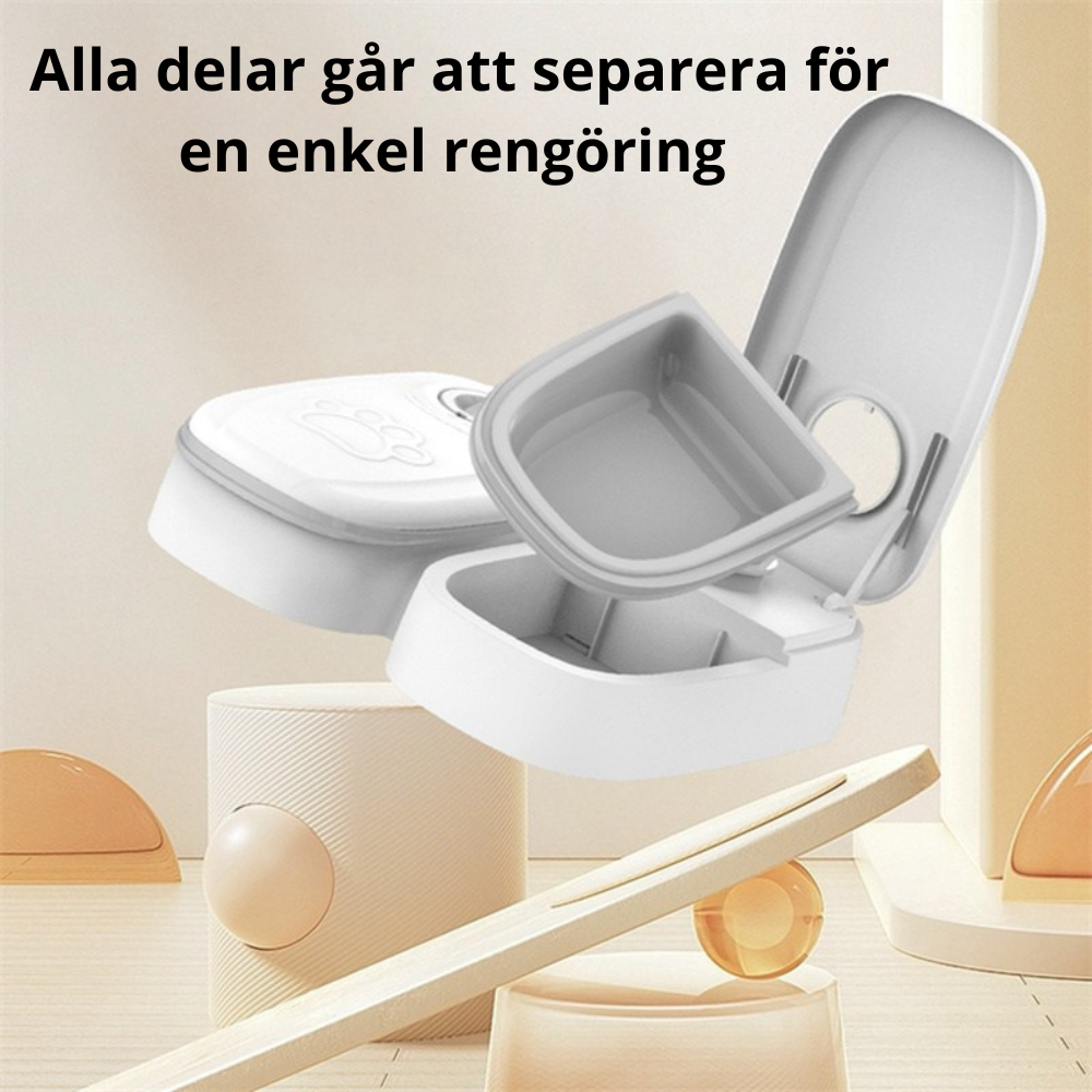 Automatisk utfodring med Smart matdispenser för katter och hundar med timer och rostfri skål.