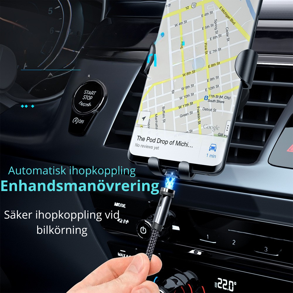 "Essager roterande magnetkabel 360° USB Typ-C laddningskabel – Snabbladdning, magnetisk laddare med 540° rotation, Micro-magnetkabel.