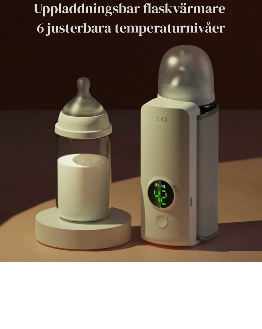Resevänlig Flaskvärmare för Barn – Jämn Temperatur, Trådlös & Laddningsbar