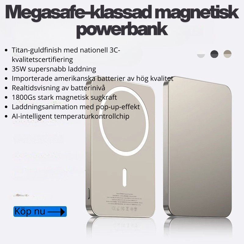 Magnetisk Trådlös Powerbank med MagSafe – Snabbladdning för iPhone och Android