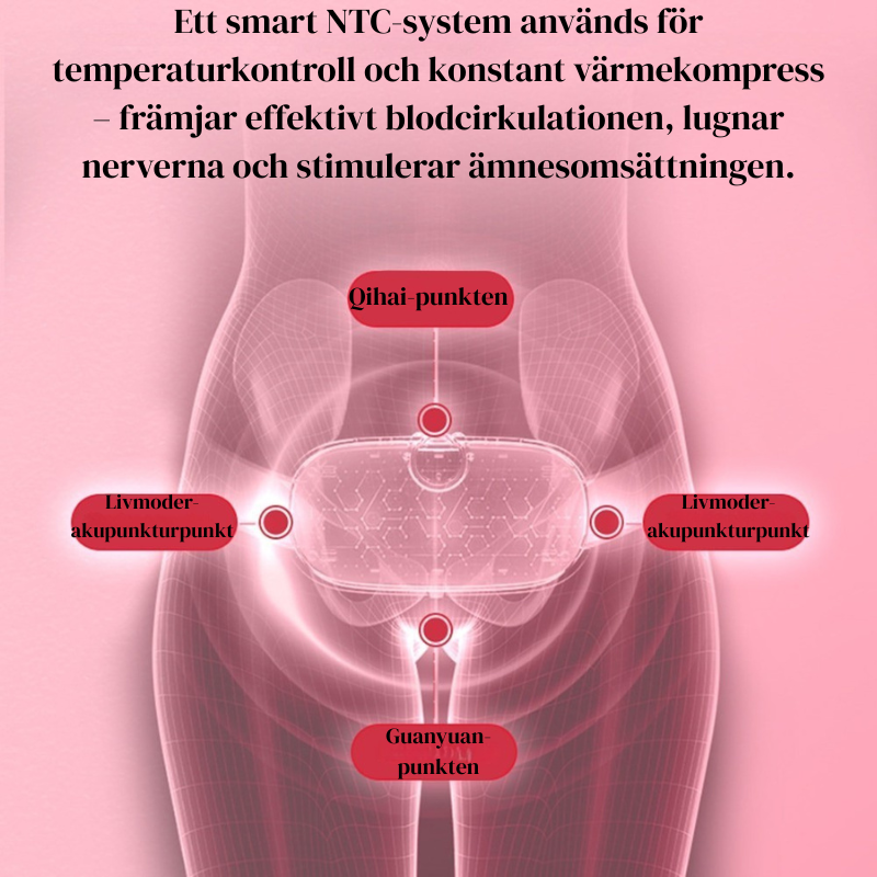 Smart värmebälte för mensvärk – elektrisk värmedyna med vibration för lindring av magont och ryggsmärta