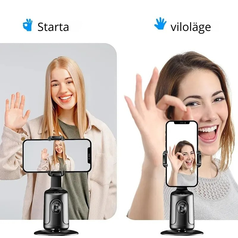 360° AI Smart Gimbal med Ansiktsspårning – Automatisk Mobilhållare för Video, Vlogg & Livesändning