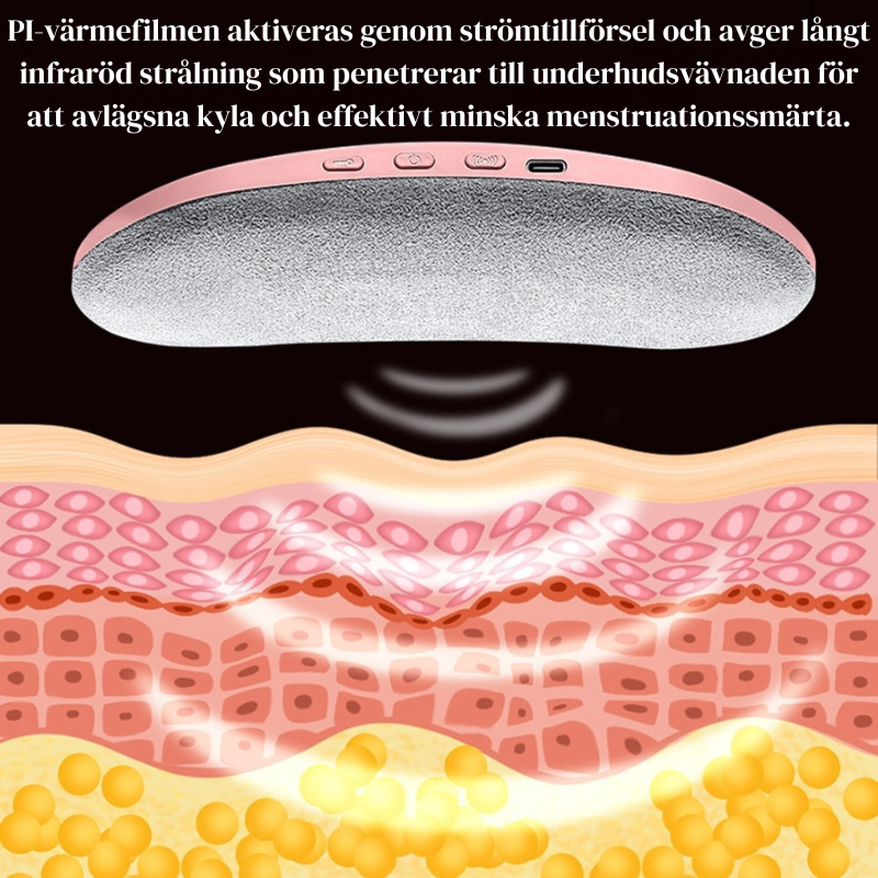 Smart värmebälte för mensvärk – elektrisk värmedyna med vibration för lindring av magont och ryggsmärta
