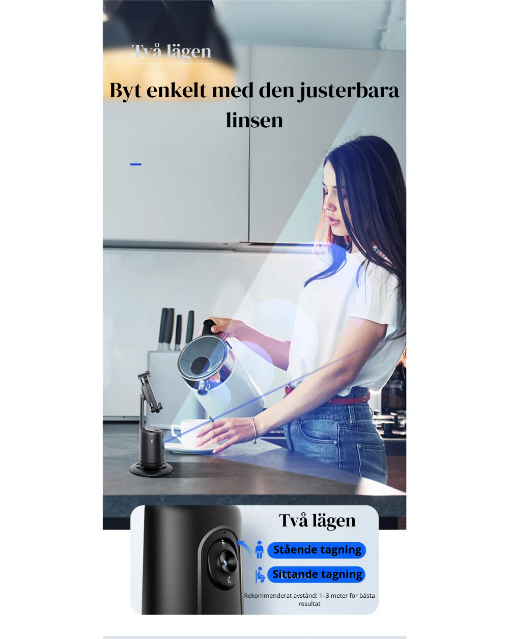 360° AI Smart Gimbal med Ansiktsspårning – Automatisk Mobilhållare för Video, Vlogg & Livesändning