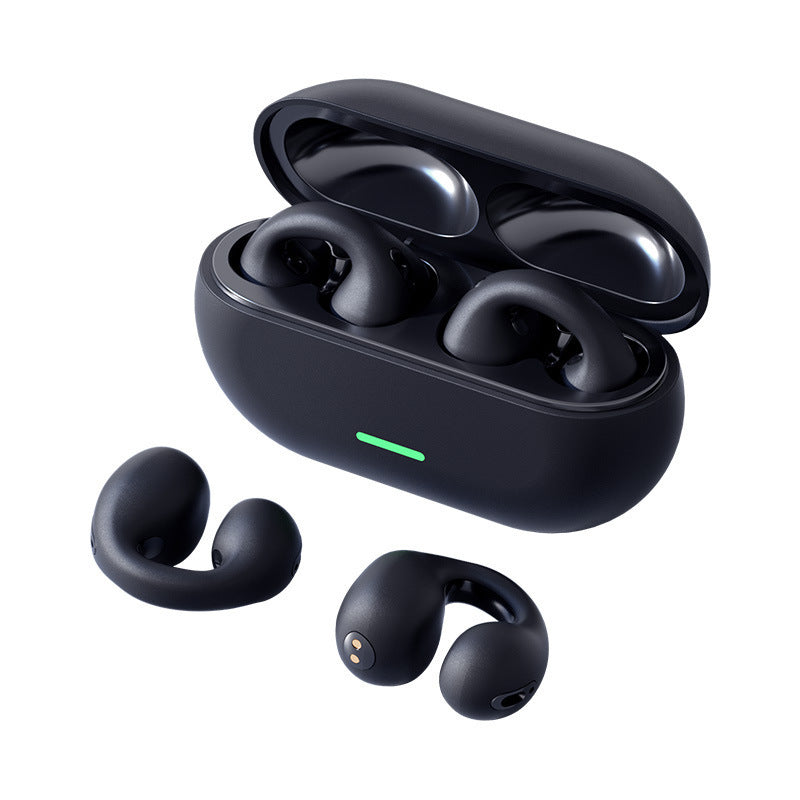 Trådlöst Bluetooth-headset med öronclips – TWS, bekväm passform, ej in-ear, sportmodell med benledning och Bluetooth 5.3