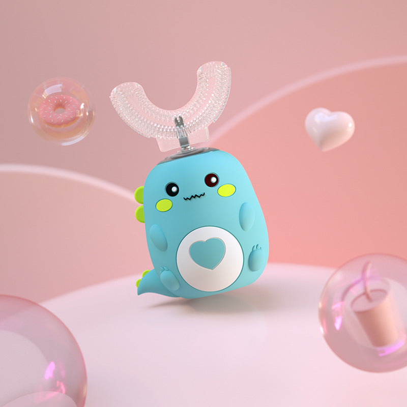 Elektrisk barn-tandborste – U-formad, livsmedelsgodkänd silikon, 360° automatisk rengöring, smart design med USB-laddning- passar barn mellan 2-12 år