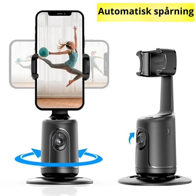 360° AI Smart Gimbal med Ansiktsspårning – Automatisk Mobilhållare för Video, Vlogg & Livesändning