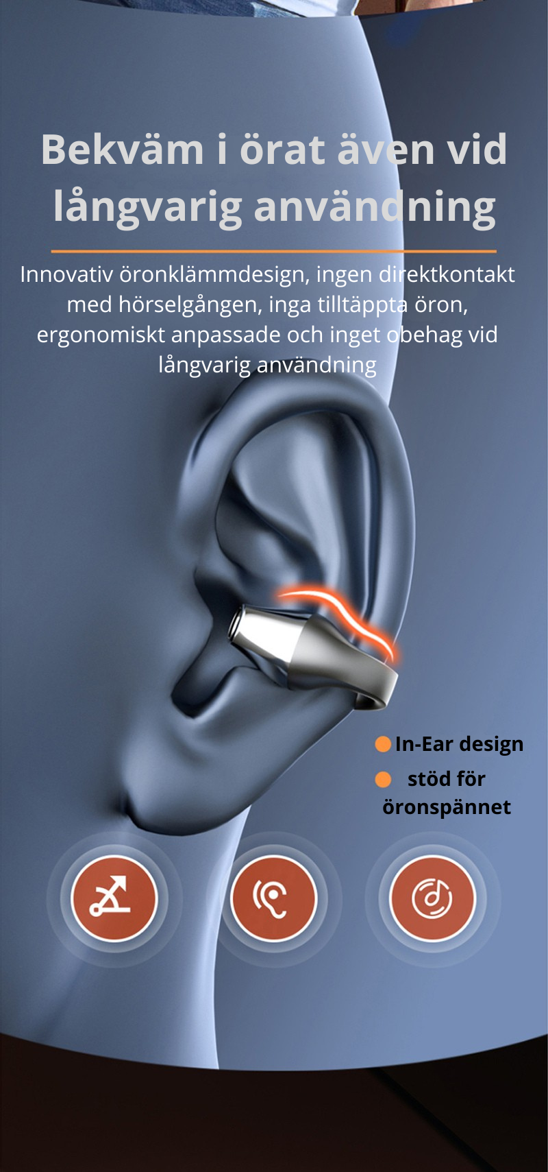 Öronklämma Benledningshörlurar Bluetooth-kompatibla 5.2 HiFi Trådlösa Hörlurar Touch Handsfree Sport Brusreducerande Headset med Mikrofon