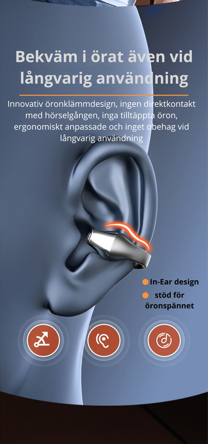 Öronklämma Benledningshörlurar Bluetooth-kompatibla 5.2 HiFi Trådlösa Hörlurar Touch Handsfree Sport Brusreducerande Headset med Mikrofon