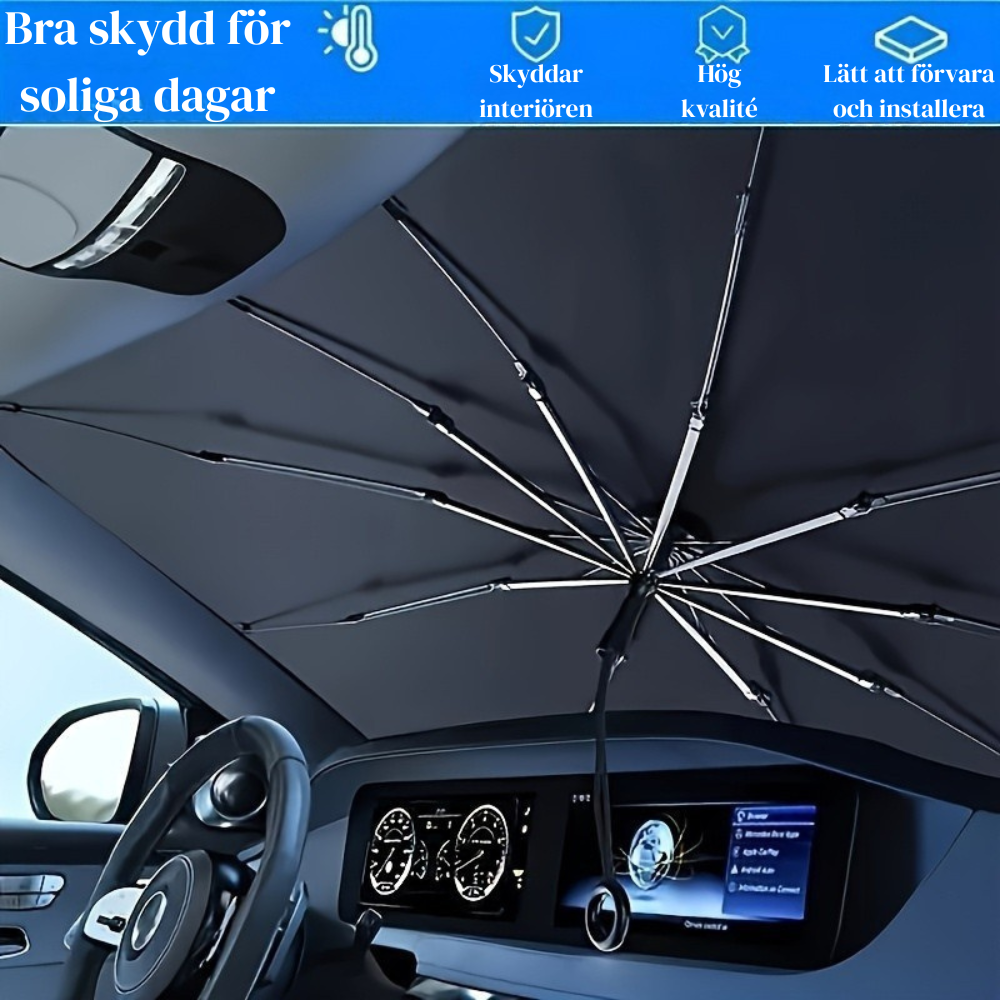 UPF50-solskydd för bilen – kompakt solskydd med UPF50 för framrutan, värmeisolering och UV-skydd, passar de flesta fordon