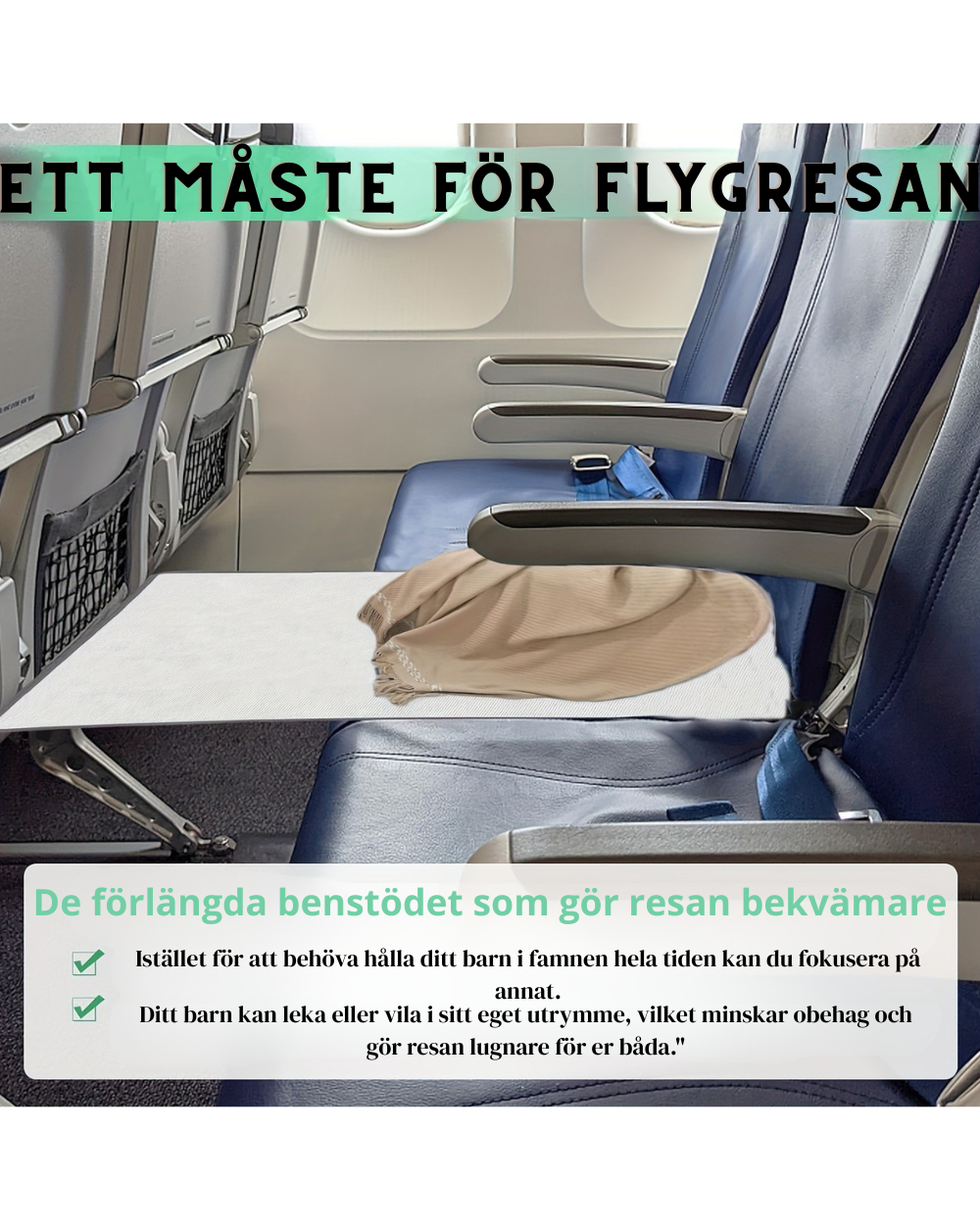 Portabel Fotstöd- och Sittförlängare för Barn på Flygplan