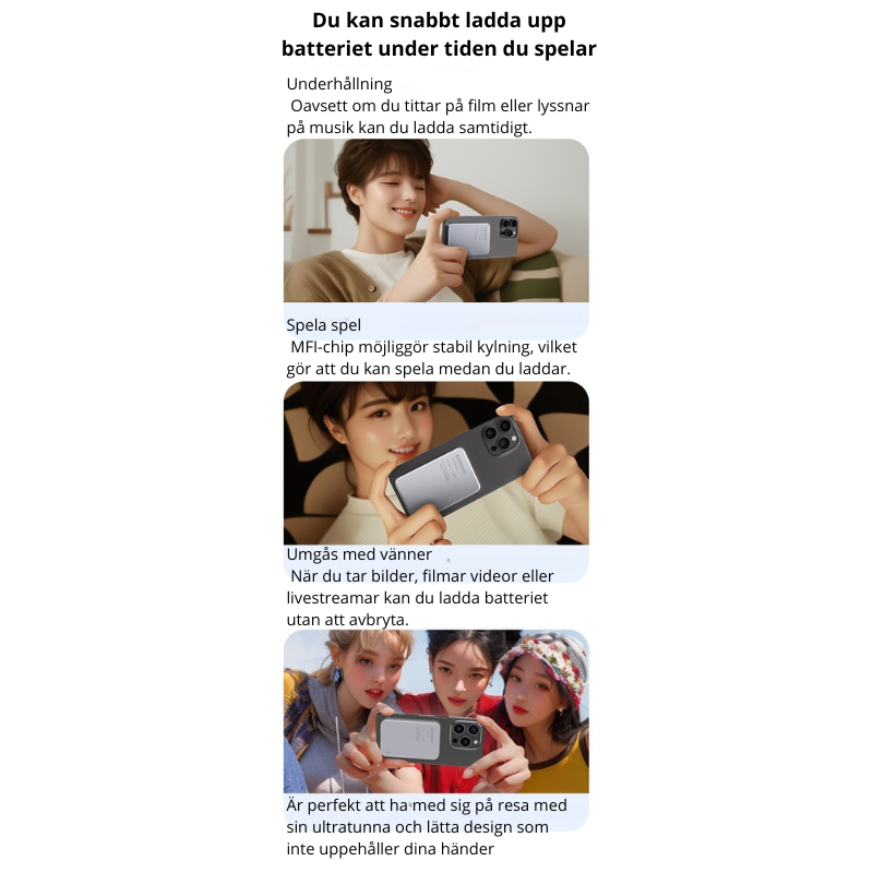 Magnetisk Trådlös Powerbank med MagSafe – Snabbladdning för iPhone och Android