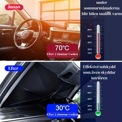 UPF50-solskydd för bilen – kompakt solskydd med UPF50 för framrutan, värmeisolering och UV-skydd, passar de flesta fordon