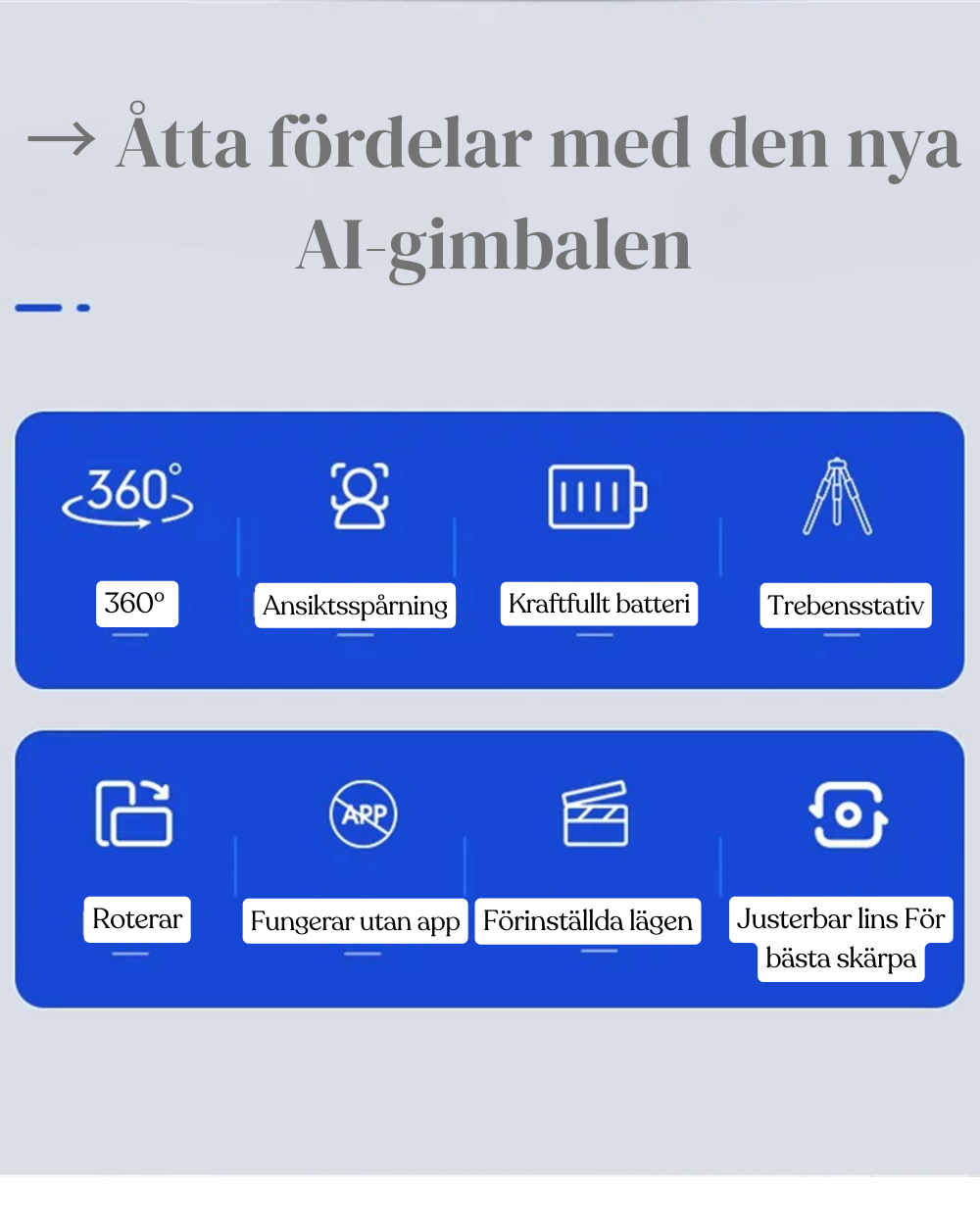 360° AI Smart Gimbal med Ansiktsspårning – Automatisk Mobilhållare för Video, Vlogg & Livesändning