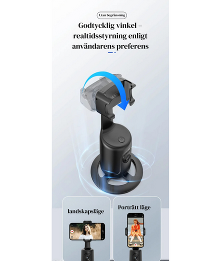 360° AI Smart Gimbal med Ansiktsspårning – Automatisk Mobilhållare för Video, Vlogg & Livesändning