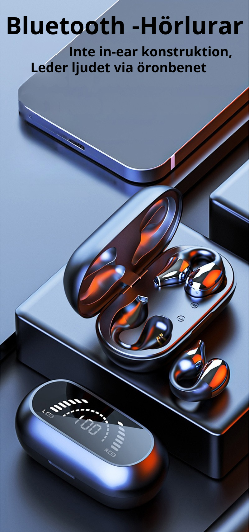 Öronklämma Benledningshörlurar Bluetooth-kompatibla 5.2 HiFi Trådlösa Hörlurar Touch Handsfree Sport Brusreducerande Headset med Mikrofon