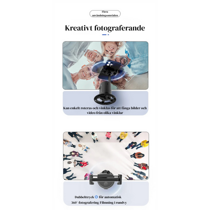 360° AI Smart Gimbal med Ansiktsspårning – Automatisk Mobilhållare för Video, Vlogg & Livesändning