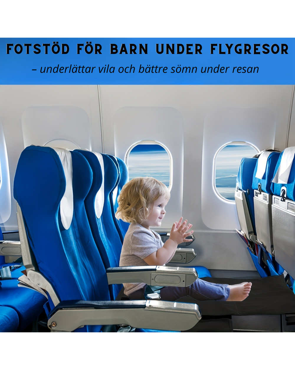 Portabel Fotstöd- och Sittförlängare för Barn på Flygplan