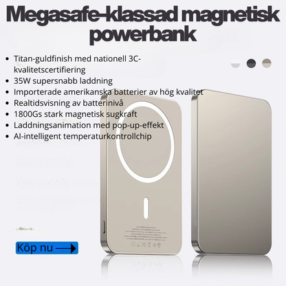 Magnetisk Trådlös Powerbank med MagSafe – Snabbladdning för iPhone och Android