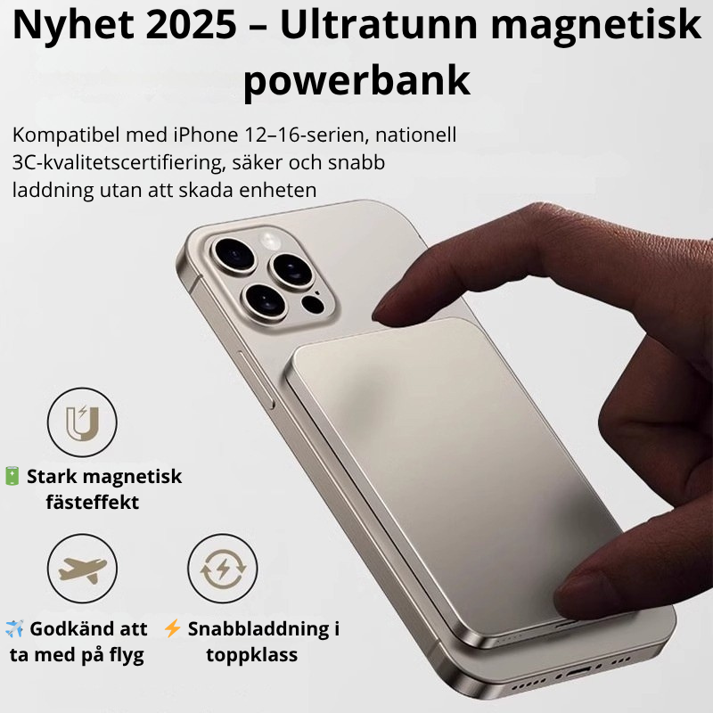 Magnetisk Trådlös Powerbank med MagSafe – Snabbladdning för iPhone och Android