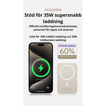Magnetisk Trådlös Powerbank med MagSafe – Snabbladdning för iPhone och Android