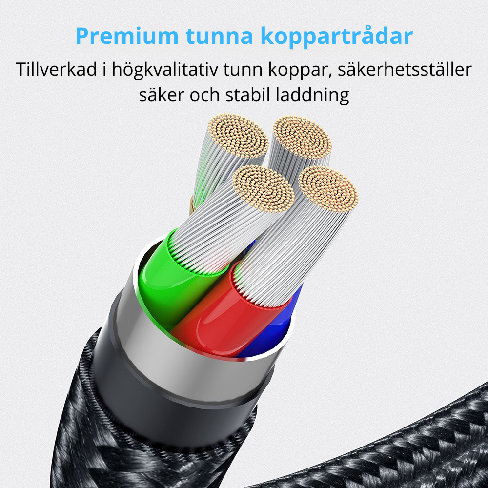 "Essager roterande magnetkabel 360° USB Typ-C laddningskabel – Snabbladdning, magnetisk laddare med 540° rotation, Micro-magnetkabel.
