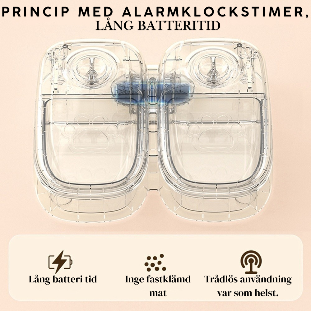 Automatisk utfodring med Smart matdispenser för katter och hundar med timer och rostfri skål.