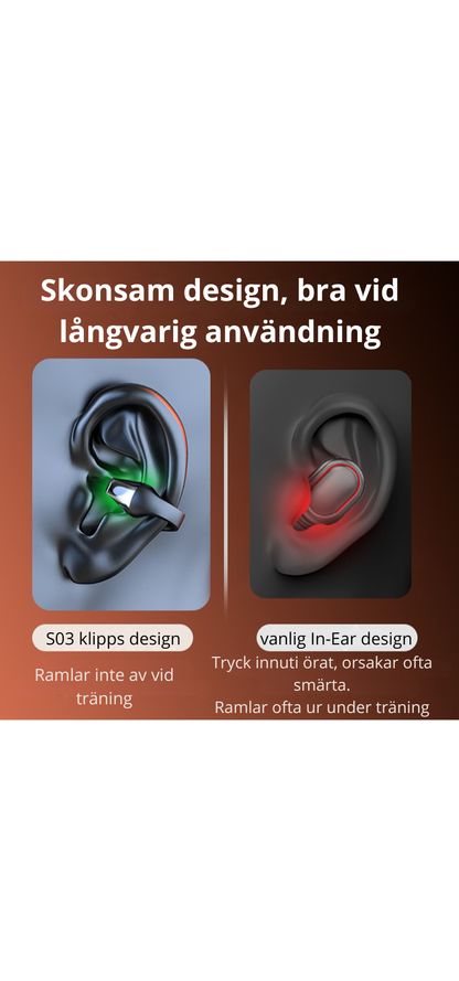 Öronklämma Benledningshörlurar Bluetooth-kompatibla 5.2 HiFi Trådlösa Hörlurar Touch Handsfree Sport Brusreducerande Headset med Mikrofon