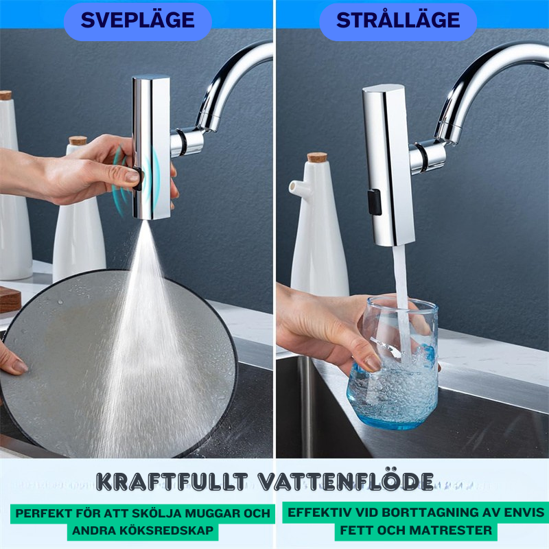 Roterande Vattenmunstycke för Kök – Stänkskyddat, Universellt & Multifunktionellt