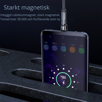 "Essager roterande magnetkabel 360° USB Typ-C laddningskabel – Snabbladdning, magnetisk laddare med 540° rotation, Micro-magnetkabel.