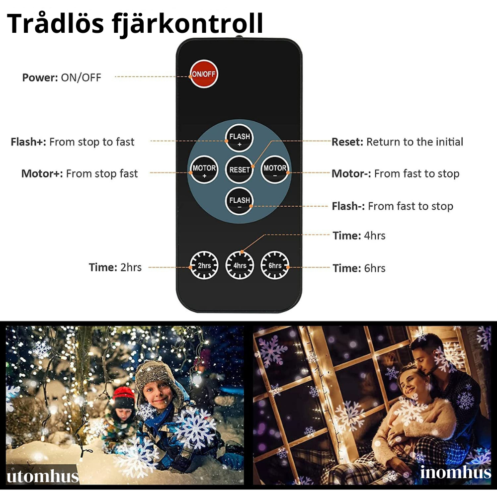 Utomhus/inomhus projektor jul/snöflinga