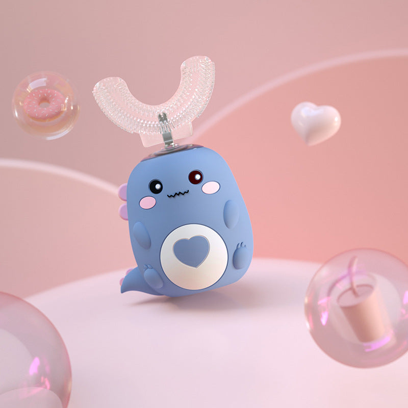 Elektrisk barn-tandborste – U-formad, livsmedelsgodkänd silikon, 360° automatisk rengöring, smart design med USB-laddning- passar barn mellan 2-12 år