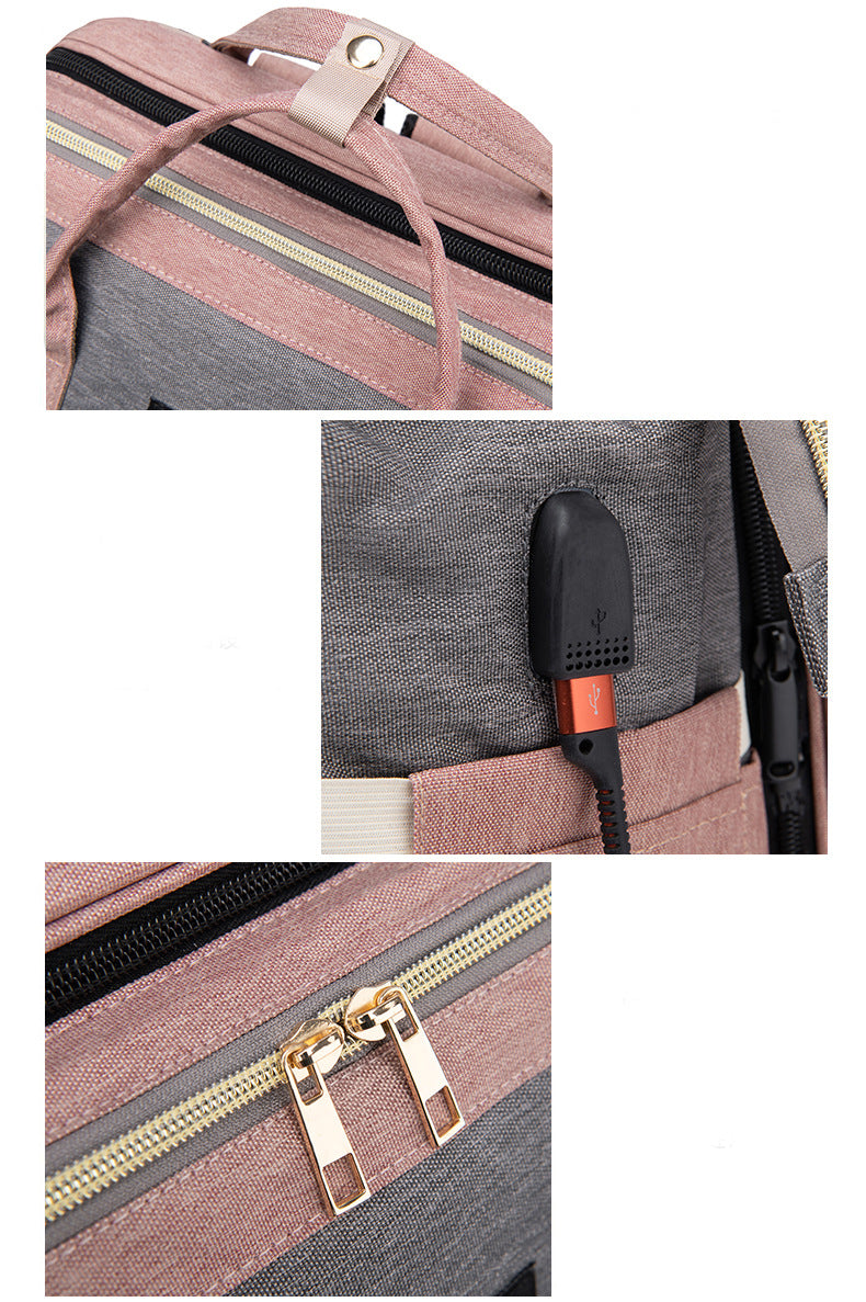 Multifunktionell Skötväska med Inbyggd Resesäng – Stor Kapacitet & Isolerade Fack