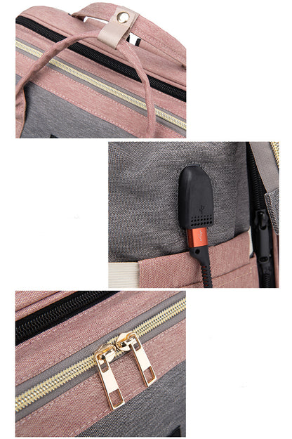 Multifunktionell Skötväska med Inbyggd Resesäng – Stor Kapacitet & Isolerade Fack